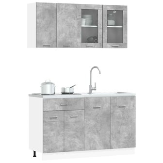 Keuken Eenheid LYON 4 st Betongrijs Bewerkt hout 3