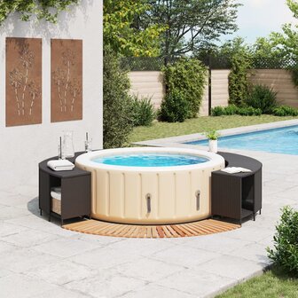 Hottub-ombouw poly rattan en massief acaciahout zwart 2