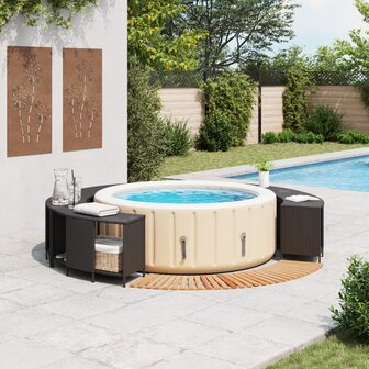 Hottub-ombouw poly rattan en massief acaciahout zwart 2