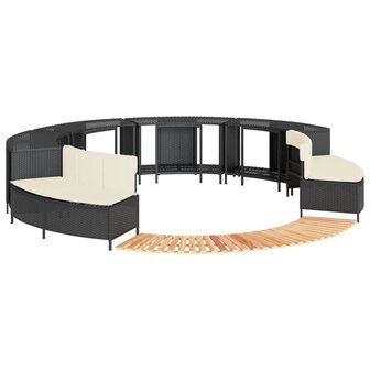 Hottub-ombouw poly rattan en massief acaciahout zwart 1