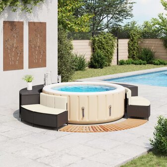 Hottub-ombouw poly rattan en massief acaciahout zwart 2