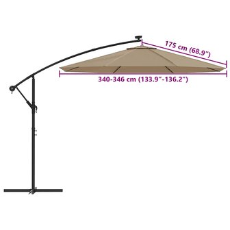 Vervangingsdoek voor tuinparasol taupe 350 cm 8