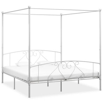 Hemelbedframe metaal wit 200x200 cm  1