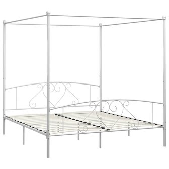 Hemelbedframe metaal wit 200x200 cm  2