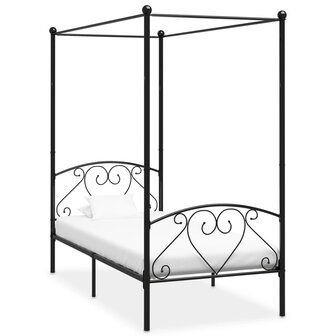 Hemelbedframe metaal zwart 90x200 cm  1