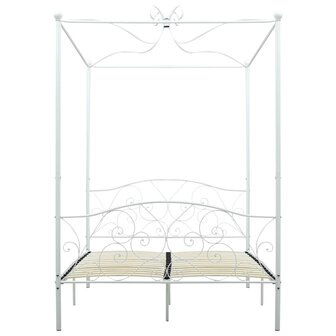 Hemelbedframe metaal wit 140x200 cm 3