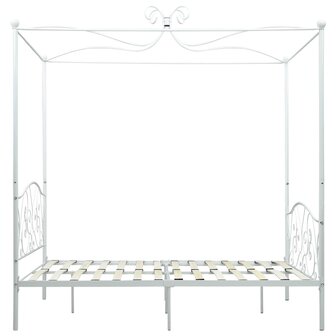 Hemelbedframe metaal wit 140x200 cm 4