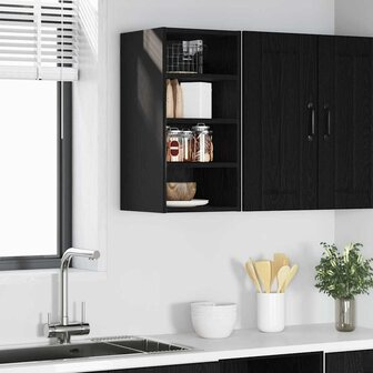 Hangkast Zwart eiken 30 x 29,5 x 60 cm Bewerkt hout 1