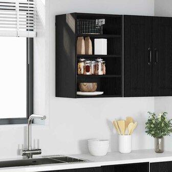 Hangkast Zwart eiken 40 x 29,5 x 60 cm Bewerkt hout 1