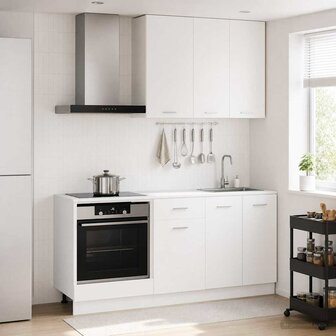 Keukenblok LYON 5 st Wit Bewerkt hout 1