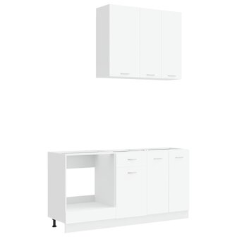 Keukenblok LYON 5 st Wit Bewerkt hout 2