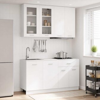 Keukenblok LYON 4 st Wit Bewerkt hout 1