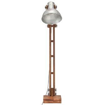 Vloerlamp E27 massief mangohout zilverkleurig 3