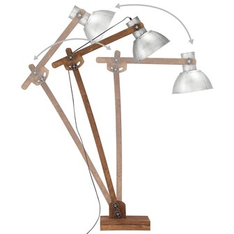 Vloerlamp E27 massief mangohout zilverkleurig 5