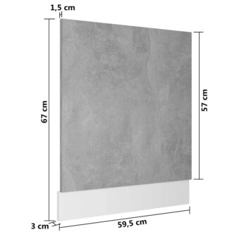 Vaatwasserpaneel Lyon 59,5x3x67 cm bewerkt hout betongrijs 6