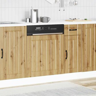 Vaatwasserpaneel Lucca bewerkt hout artisanaal eikenkleur 3