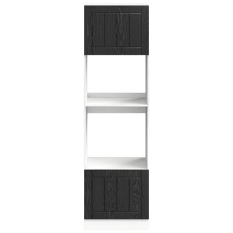 Ovenkast PORTO Zwart Eiken 60 x 57 x 207 cm Bewerkt hout 5