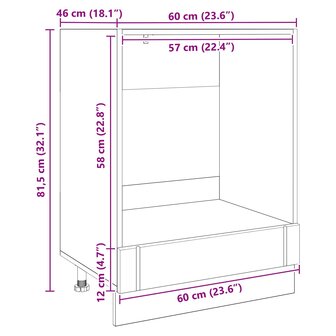 Ovenkast LUCCA Zwart eiken 60 x 46 x 81,5 cm Bewerkt hout 8