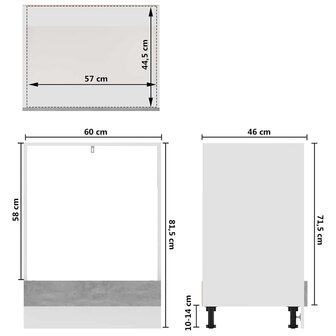 Ovenkast Lyon 60x46x81,5 cm bewerkt hout betongrijs 9
