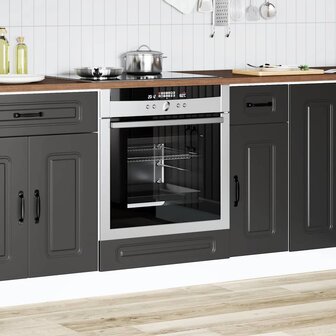 Ovenkast Kalmar bewerkt hout zwart 3