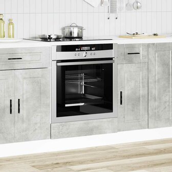 Ovenkast &amp;quot;Porto&amp;quot; bewerkt hout betongrijs 3