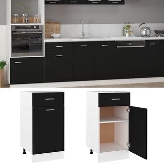 Onderkast met lade Lyon 40x46x81,5 cm bewerkt hout zwart 2