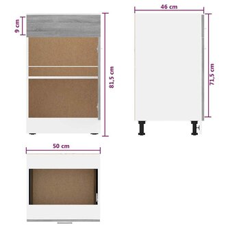 Onderkast met lade Lyon 50x46x81,5 cm bewerkt hout grijs sonoma 8