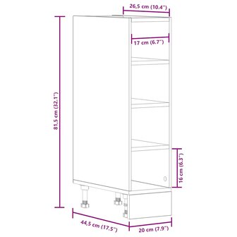 Onderkast 20x44,5x81,5 cm bewerkt hout oud houtkleurig 9