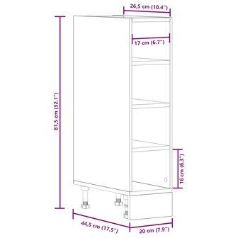 Onderkast Riga 20x44,5x81,5 cm bewerkt hout artisanaal eikenkleur 9