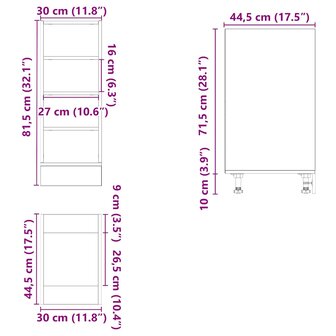 Onderkast Riga 30x44,5x81,5 cm bewerkt hout betongrijs 9