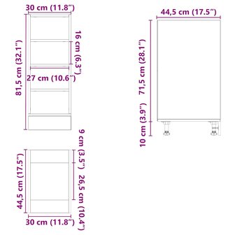 Onderkast Riga 30x44,5x81,5 cm bewerkt hout gerookt eikenkleurig 9