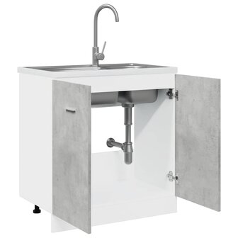Wastafelonderkast Lyon 80x46x81,5 cm bewerkt hout betongrijs 3