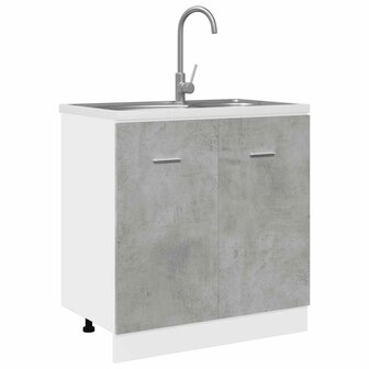 Wastafelonderkast Lyon 80x46x81,5 cm bewerkt hout betongrijs 4