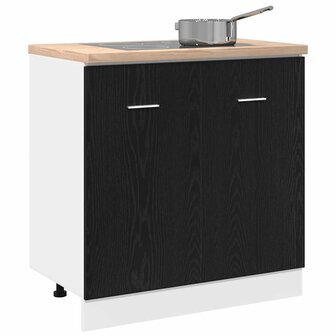 Onderkast voor spoelbak zwart eiken 80x46x81,5 cm bewerkt hout 4
