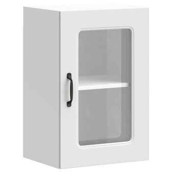 Keukenbovenkast met glazen deur Kalmar bewerkt hout wit 2
