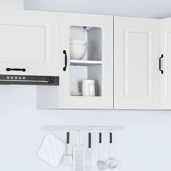 Keukenbovenkast met glazen deur Kalmar bewerkt hout wit 4