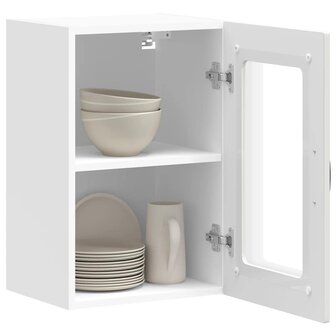Keukenbovenkast met glazen deur Kalmar bewerkt hout wit 5