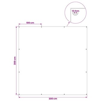 Zeil met Oogjes Lichtgrijs 3 x 3 m 90 gsm PE 7