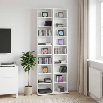 Cd-kast 2 st Wit 33 x 23,5 x 175 cm Bewerkt hout 1