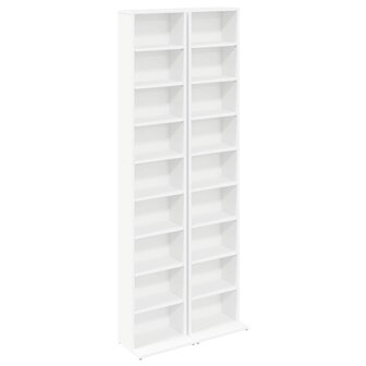 Cd-kast 2 st Wit 33 x 23,5 x 175 cm Bewerkt hout 2