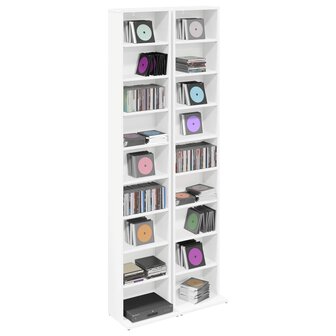 Cd-kast 2 st Wit 33 x 23,5 x 175 cm Bewerkt hout 3