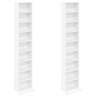 Cd-kast 2 st Wit 33 x 23,5 x 175 cm Bewerkt hout 5