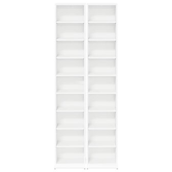 Cd-kast 2 st Wit 33 x 23,5 x 175 cm Bewerkt hout 6