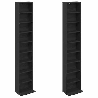 Cd-kast 2 st Zwart eiken 33 x 23,5 x 175 cm Bewerkt hout 5