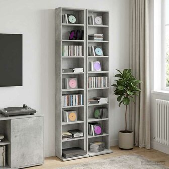 Cd-kast 2 st Betongrijs 33 x 23,5 x 175 cm Bewerkt hout 1
