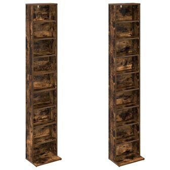 Cd-kast 2 st Gerookt eiken 33 x 23,5 x 175 cm Bewerkt hout 5
