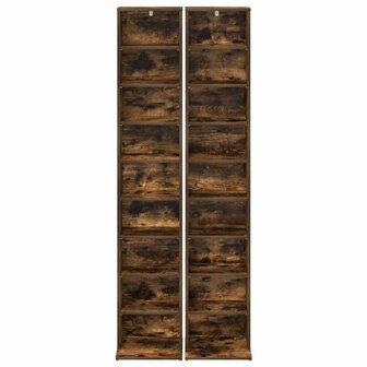 Cd-kast 2 st Gerookt eiken 33 x 23,5 x 175 cm Bewerkt hout 6
