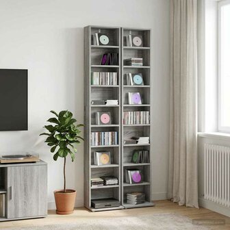 Cd-kast 2 st Grijs Sonoma 33 x 23,5 x 175 cm Bewerkt hout 1