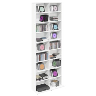 Cd-kast Wit 65 x 23,5 x 175 cm Bewerkt hout 3