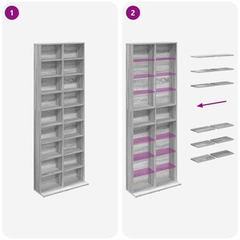 Cd-kast Grijs Sonoma 65 x 23,5 x 175 cm Bewerkt hout 8
